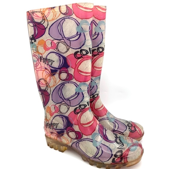 COACH Multicolor Poppy Tall Rain Boots